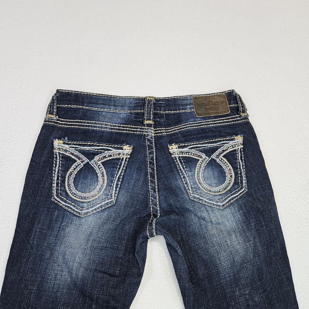 BIG STAR Liv Jean 27L Tall Bling Thick Stitch Western Blue Denim Cowgirl 31x34 - Picture 6 of 16